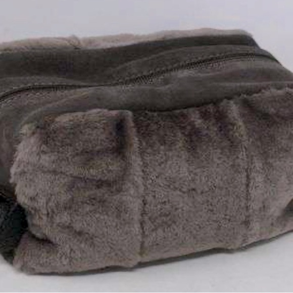 NWT Bonfanti shearling and suede toiletry bag, brown made in Italy - Picture 2 of 4